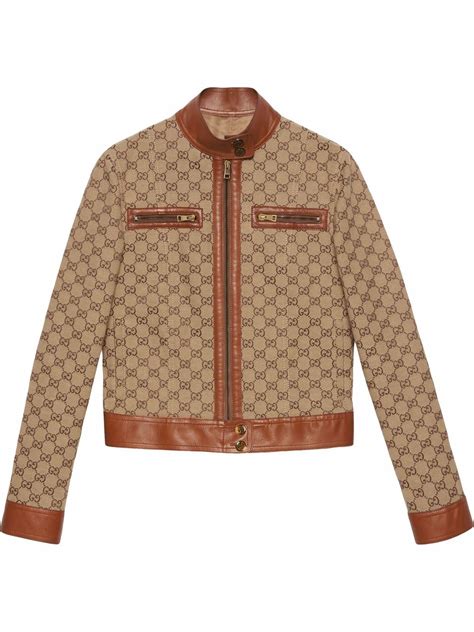 gucci womens jacket leathe trim|Gucci leather jacket men's.